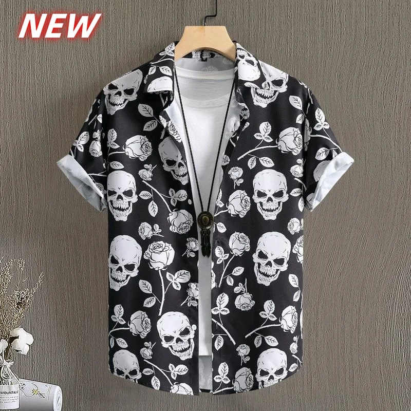 

Cartoon Animal Pattern Hawaiian Shirt For Men Skeleton 3D Printed Aloha Shirts Summer Casual Short Sleeve Blouse Lapel Tops