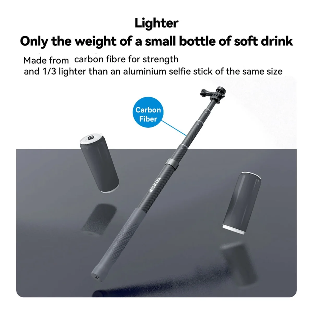 

M85K 1.2M Carbon Fiber Selfie Stick Monopod Retractable with 1/4 Screw for Action Camera