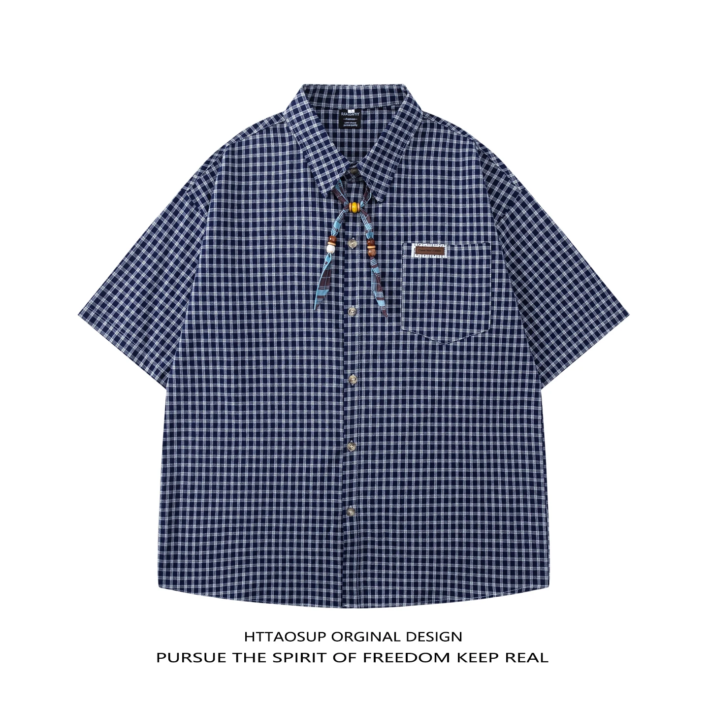 

HTTAOSUP Retro Summer Plaid Design Short Sleeve Casual Shirt Men's Women's Loose College Style Couple's Shirt Cotton 100%