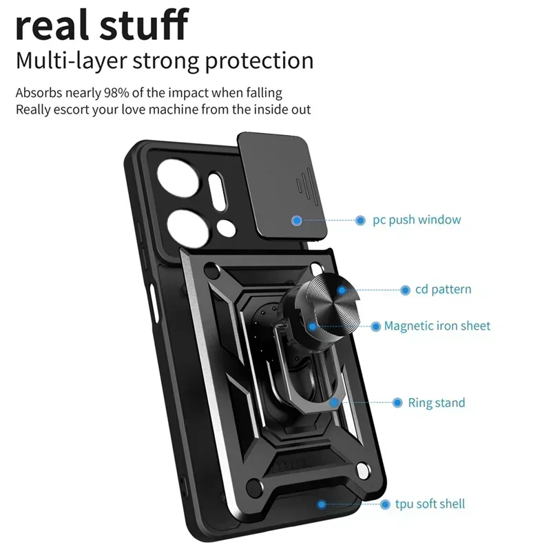 Etui na telefon Honor X7A 2023 Shockproof Armor Camera Lens Protective Magnetic Holder Ring Etui na telefon Honor X7A 5G X 7A Back Cover