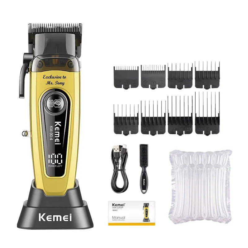 Kemei KM-90-4 Professionele 11500 RPM Tondeuse voor Kappers Oplaadbare Trimmers Borstelloze Motor Haar Snijmachine voor Mannen