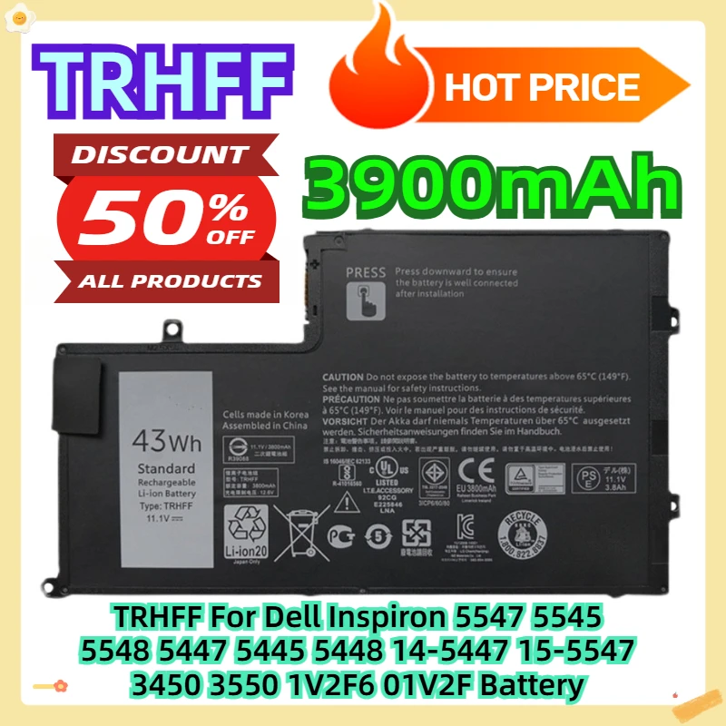 

TRHFF For Dell Inspiron 5547 5545 5548 5447 5445 5448 14-5447 15-5547 3450 3550 1V2F6 01V2F Battery