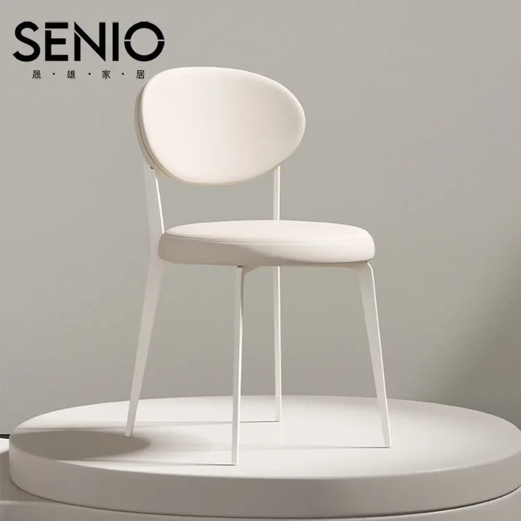 French Cream Style Dining Chair Internet Celebrity Designer Nordic Modern Simple Home White Dining Table Back Stool Chair