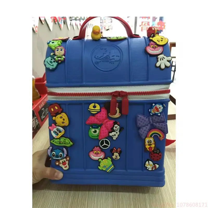 Japanese Cartoon Children\'S 3-6 Year Old Backpack Kindergarten Diy Hole Backpack Super Light And Cute Backpack Croc