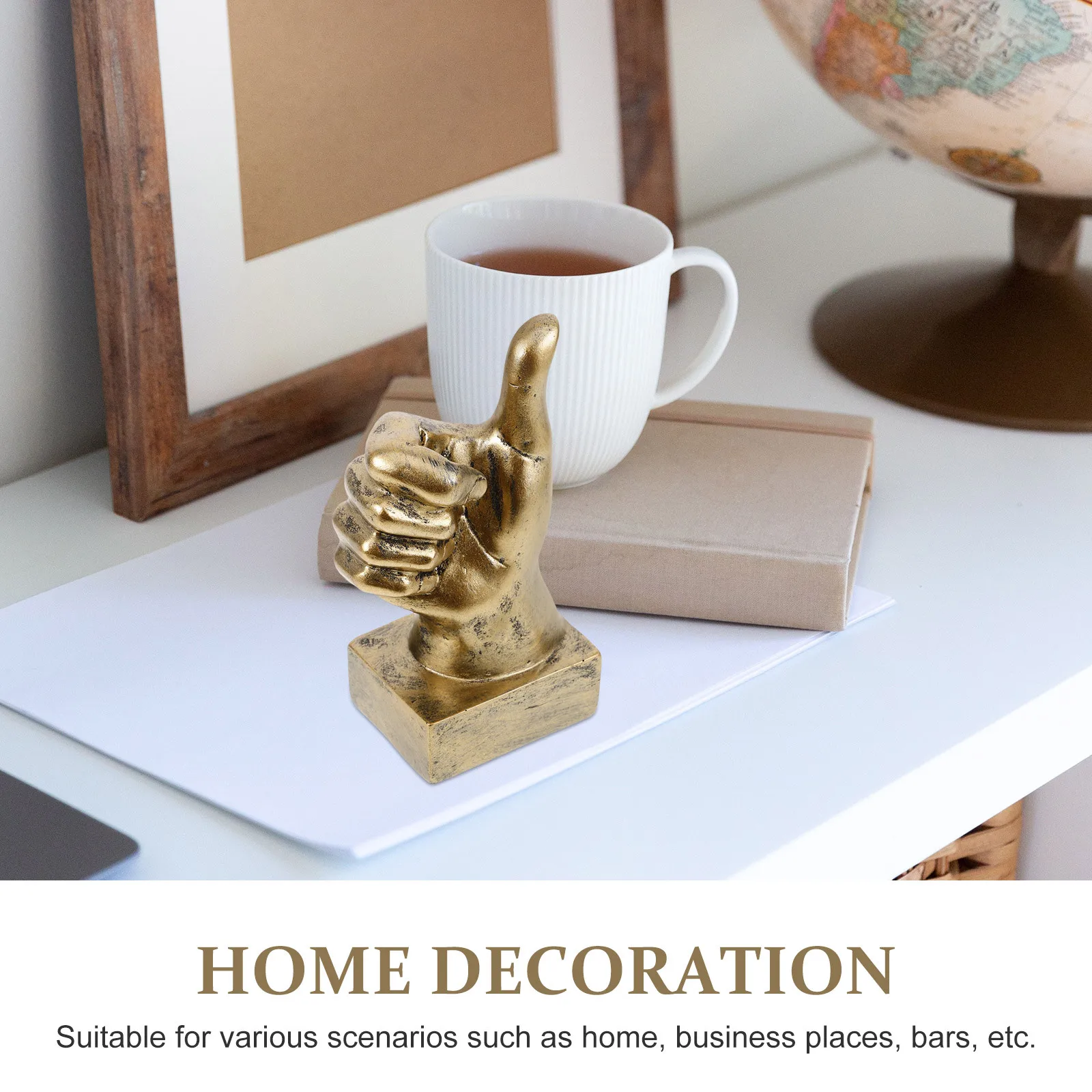 

Thumbs Up Hand Sculpture Resin Modern Creative Gesture Desk Statue for Home Decor Bedroom Desktop Ornament Housewarming Gift