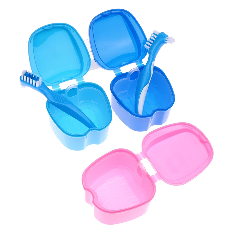 Caja de baño Dental con cepillo para dentaduras postizas, protector bucal, contenedor de plástico de almacenamiento, suministros de higiene bucal y ortodoncia