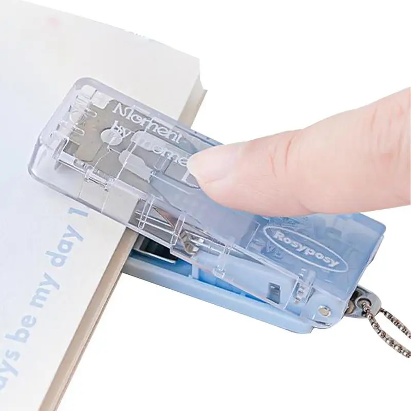 Mini Stapler Simplicity Gradient Color Bookbinding Stapler with Pendant Lovely Stationery Small Stapler Cute Student Supplies