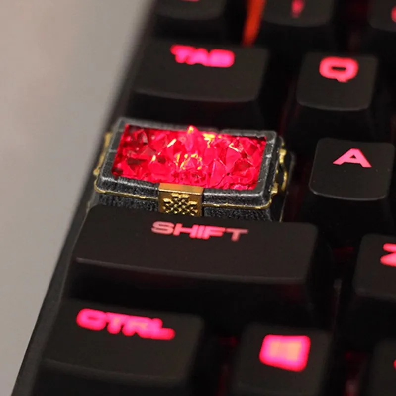 Flame Crystal Keycap Translucent Resin Keycap CapsLock/enter/Backspace Keycap Suitable for MX Cross-axis Mechanical Keyboard