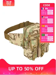 Outdoor Tactical Crossbody Bag, Grande capacidade, Multifuncional, Tactical Belt Bag, Bolsa de ombro portátil MOLLE, Camping e caminhadas Bag