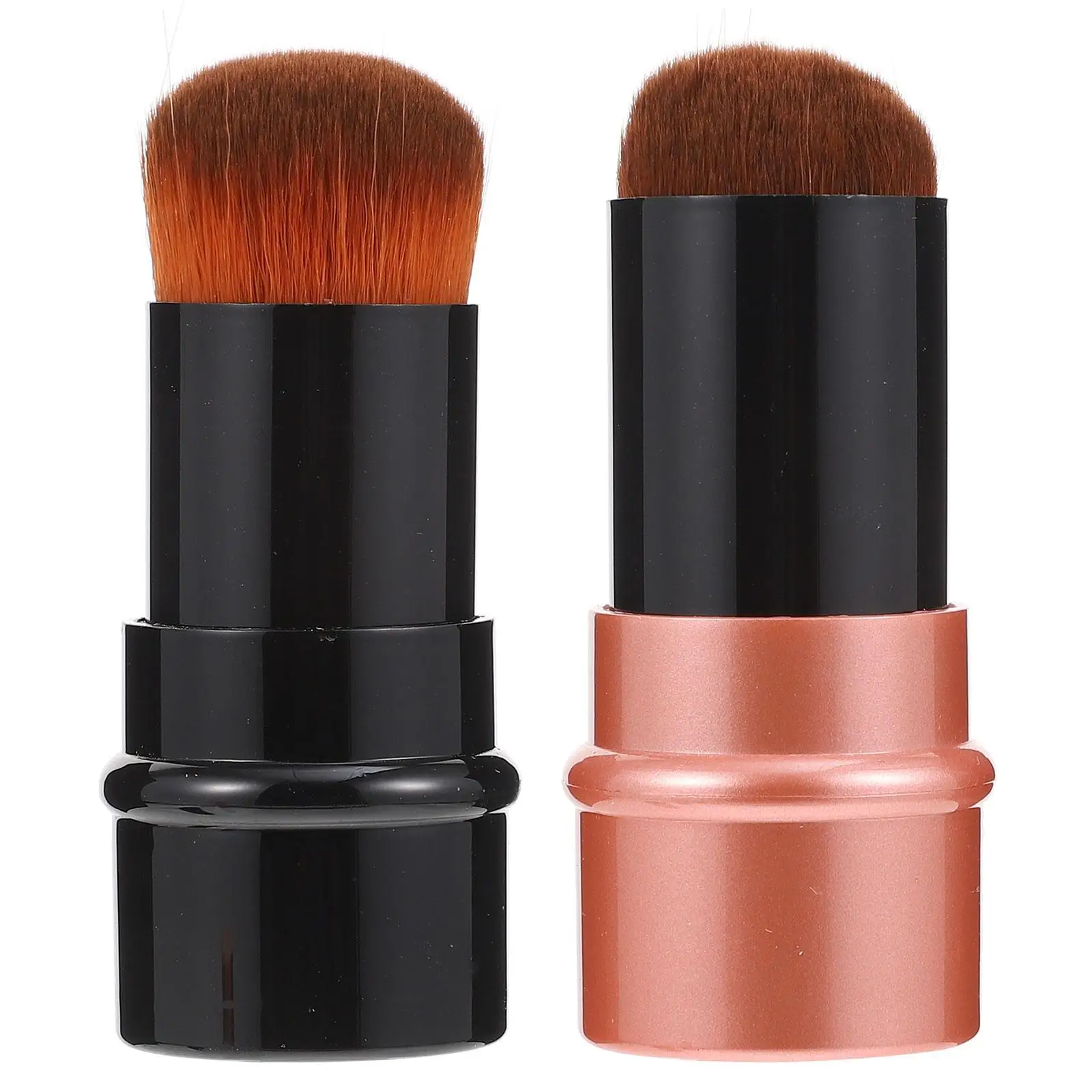 2 Pcs Telescopic Foundation Brush Plastic Compact Face Makeup Brushes for Liquid Powder Cream Concealer Professional