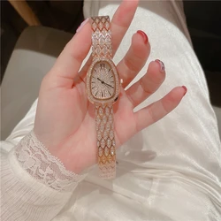 Snake Bracelet Watch Women Rose Gold Rhinestone Ladies Luxury Wristwatches Fashion Gift Clock Female relogio feminino A307