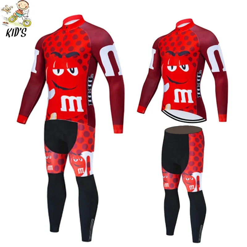 2021 Kids Cartoon Cycling Jersey Set Children Long Sleeve Autumn Cycling Clothing MTB Ropa Ciclismo Outdoor Riding Bike Uniform