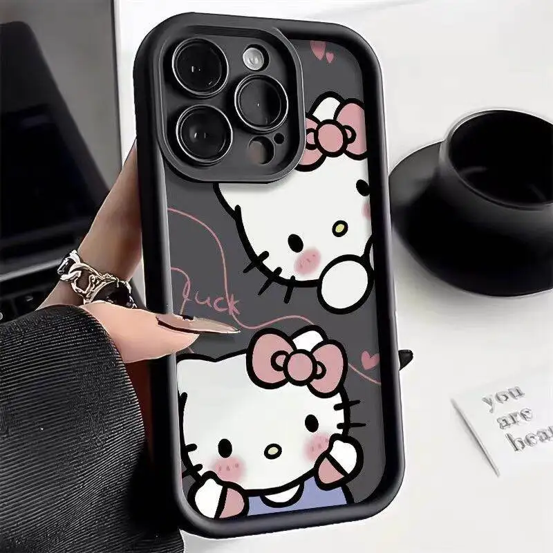 Sanrio Hello Kitty Bow Case For Xiaomi 14t Pro 14T 11 Lite Poco X6 X5 M6 X3 X4 11 12 13 Lite C40 Cover Y2K Silicone Couqe Camer