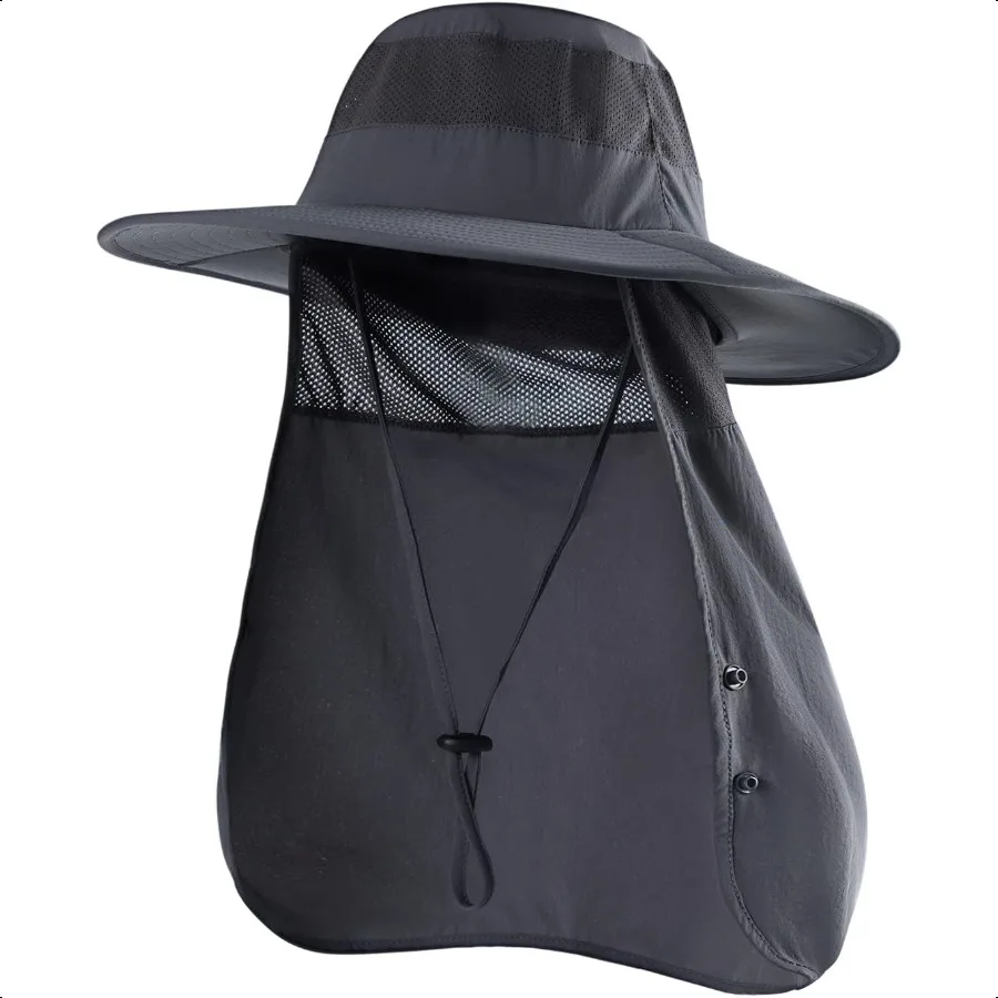 

Fishing Hat for Men Outdoor Sun Hat UPF50+ Mesh Wide Brim Fishing Hat with Neck Flap
