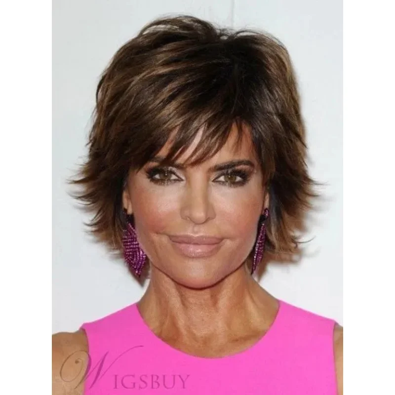 

Lisa Rinna Пушистый короткий прямой парик из монохромных волос