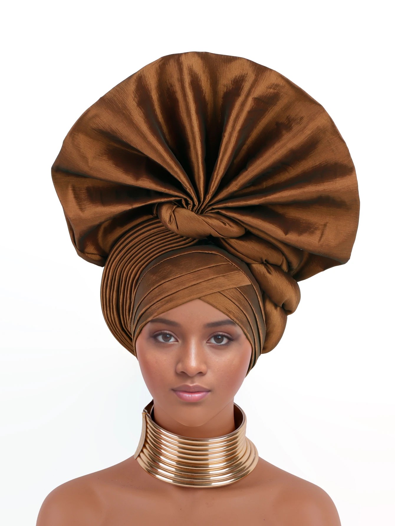 Diadema de Autogele para mujer, Turbante de seda cruda nigeriana, cabeza para envolturas para la fiesta de boda, gorro femenino africano, 2024