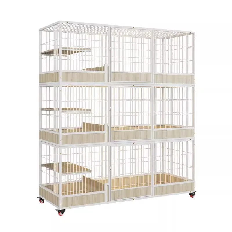 Cat cage breeding cage solid wood cattery villa three-story combination cat cabinet breeding cage large space family