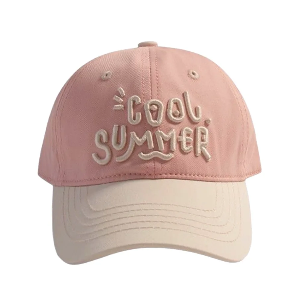 

2-7 Years Cute Letter Embroidery Kids Baseball Caps Breathable Sun Protection Beach Cap Large Brim Adjustable Sun Hat Children