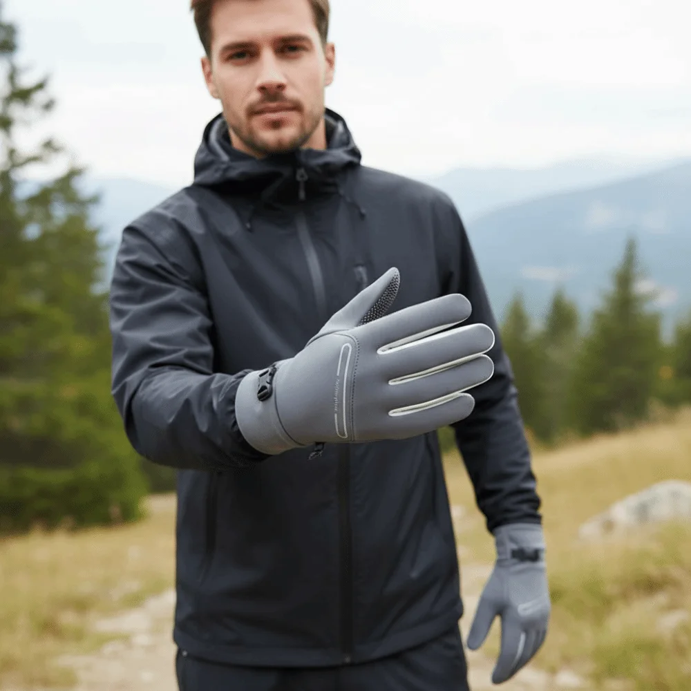 قفازات شتوية دافئة بلون سادة مضادة للانزلاق تعمل باللمس قفازات ركوب الدراجات كاملة الأصابع خفيفة الوزن قفازات رياضية للخريف والشتاء #2