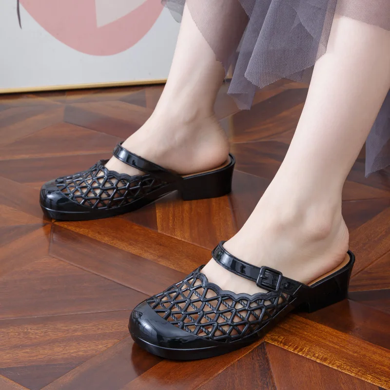 Women Slippers Flats Mesh Ballet Flats Closed Toe Beach Jelly Shoes Lightweight Casual Flat Sandals Breathable for Summer Beach