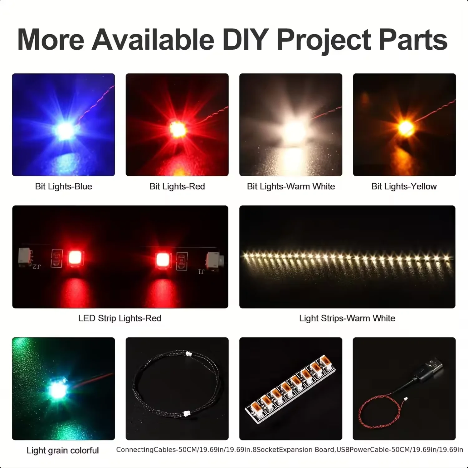 11.8/19.7IN USB Cable Compatible with Lego Lighting Kits, Light Up Your Bricks & Models