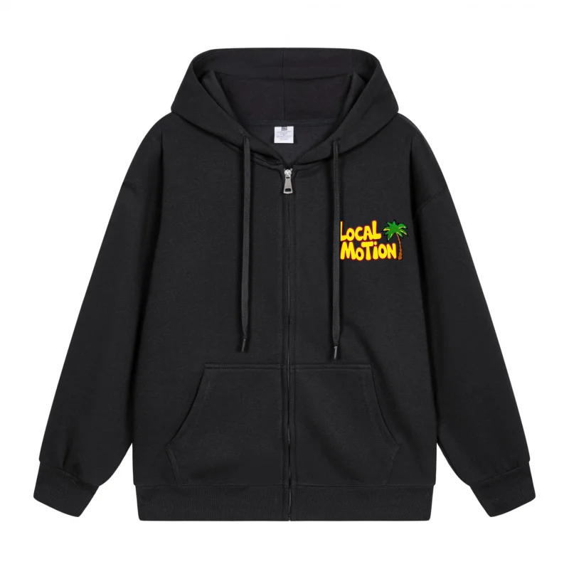 

Мужская толстовка на молнии с логотипом Local Motion в цвете, новинка 2025, повседневный стиль для пар, повседневный и свободный стиль