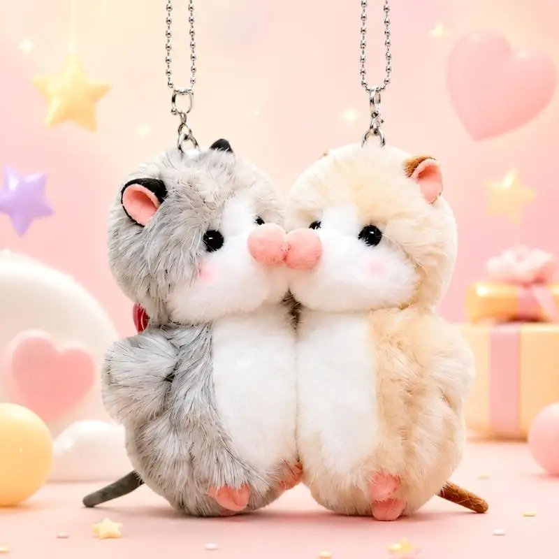 31BA Mouse Keychain Pair with Separate Polyester Characters for Bags and Backpacks, Coordinated Pair Included