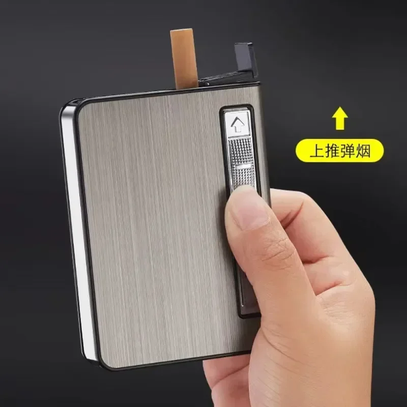 USB New Cigarette Case Lighter Windproof Can Hold 10 Pieces 20 Pieces Rechargeable Gas Lighter Men Smoking Accessories