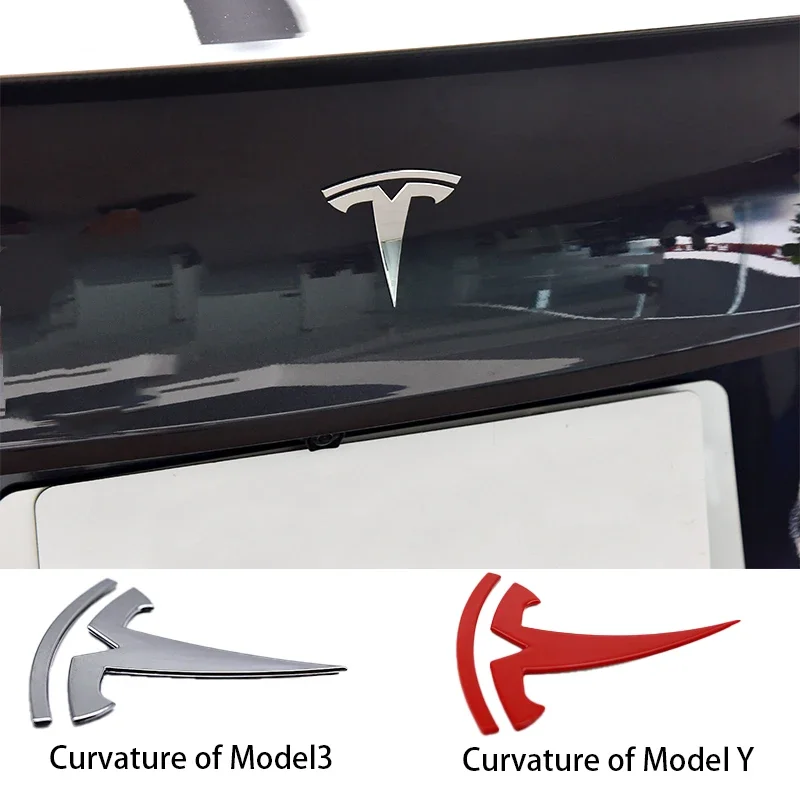 

3D ABS Tesla Car Front Logo Sticker Rear Torso Logo Sticker For Tesla Model 3 Y S X Roadster P75D P85D P100D Logo Bright Black