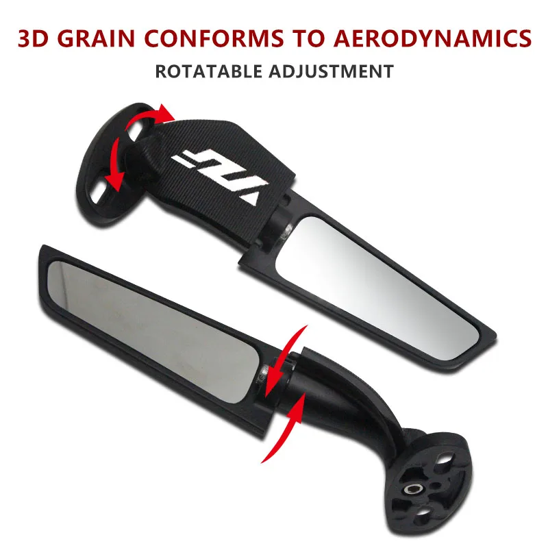For YAMAHA YZF R6 R1 R25 R3 R125 R15 Motorcycle Wing Mirrors Adjustable Rotating Rearview Side Mirror WITH LOGO
