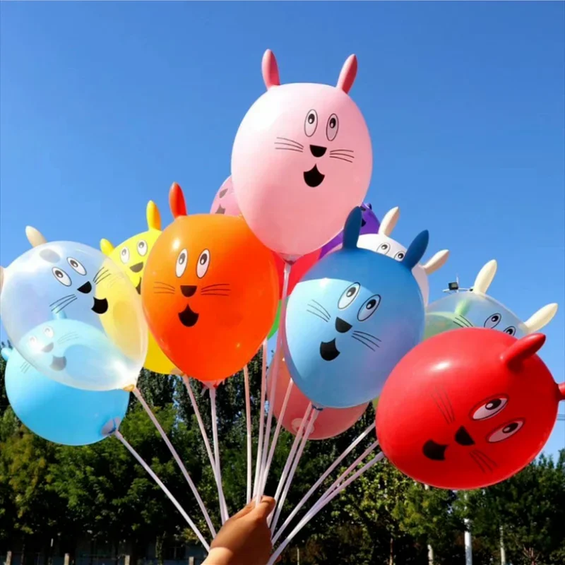 10pcs Long Ear Bunny Head Balloon Holiday Party Decoration - Image 2