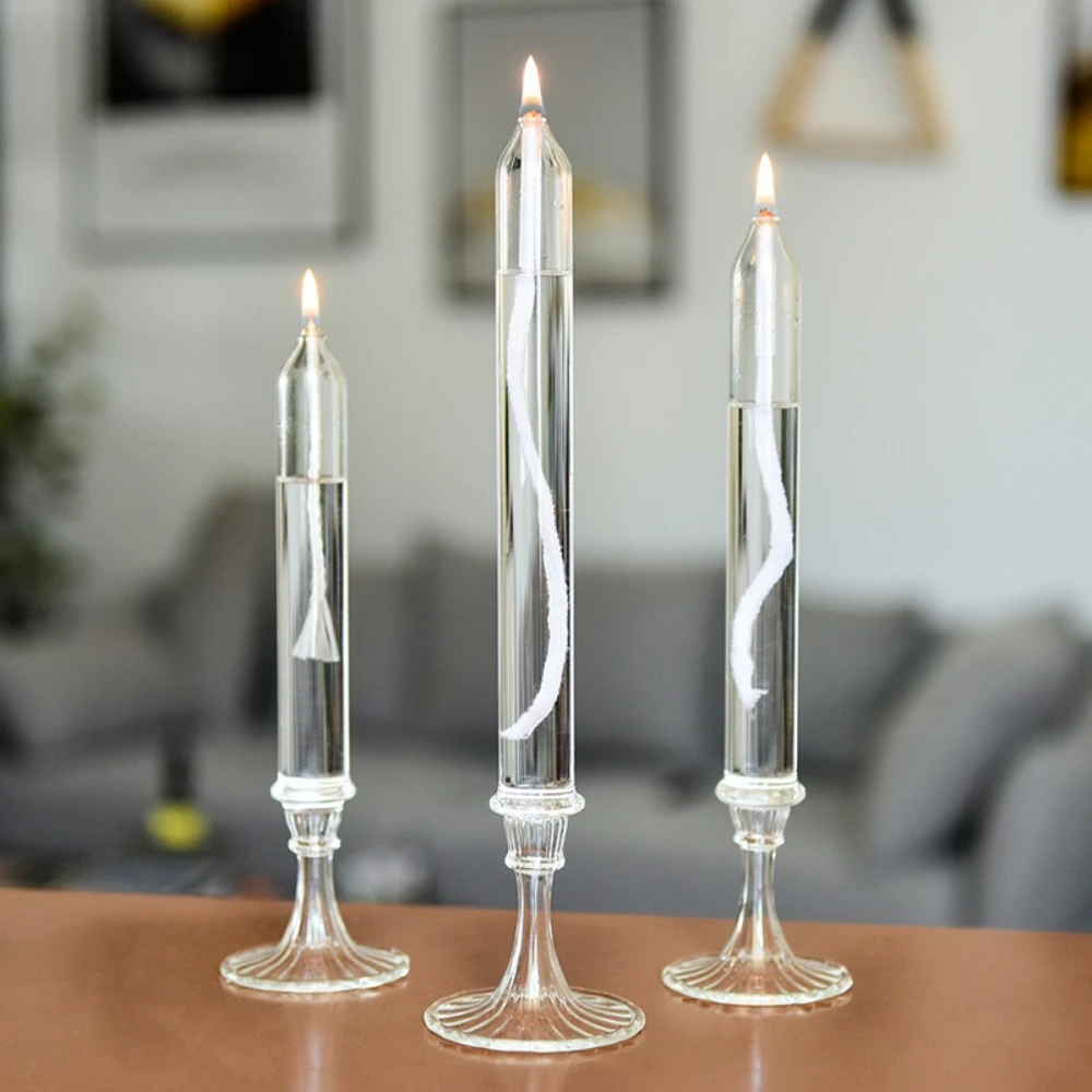 Nordic Candle Lamp Glass Oil Lamp Home Creative Transparent Smokeless Glass Oil Lamp Romantic Candlelight Dinner Ornaments