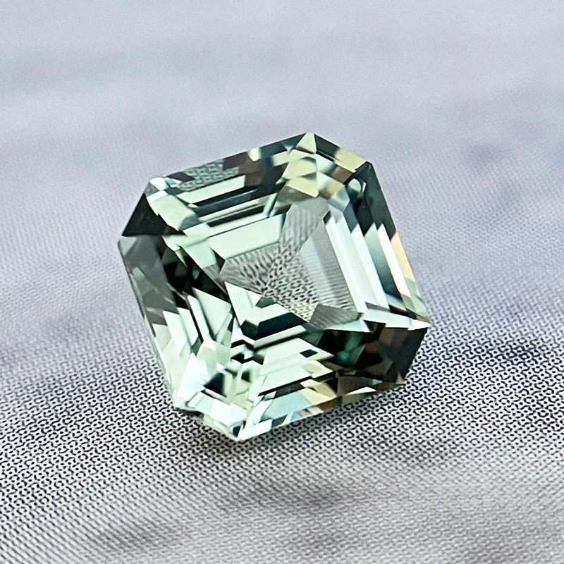 Top Lab Grown Sapphire Square Asscher Cut Green Color VVS1 Charms DIY for Jewelry Making Materials Selectable AGL Certificate