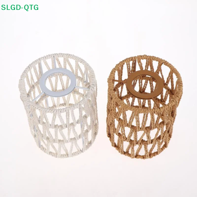 

Hot！Handmade Paper Rope Woven Rattan Lampshade Boho Decorative Lampshade Table Lamp Decorative For Garden Yard Living Room
