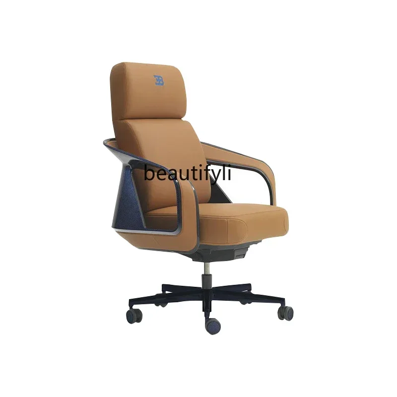 

cqyBoss Office Chair Reclining Cushion Cushion Integrated Rotating Home Office Chair Italian Light Luxury Executive Chair