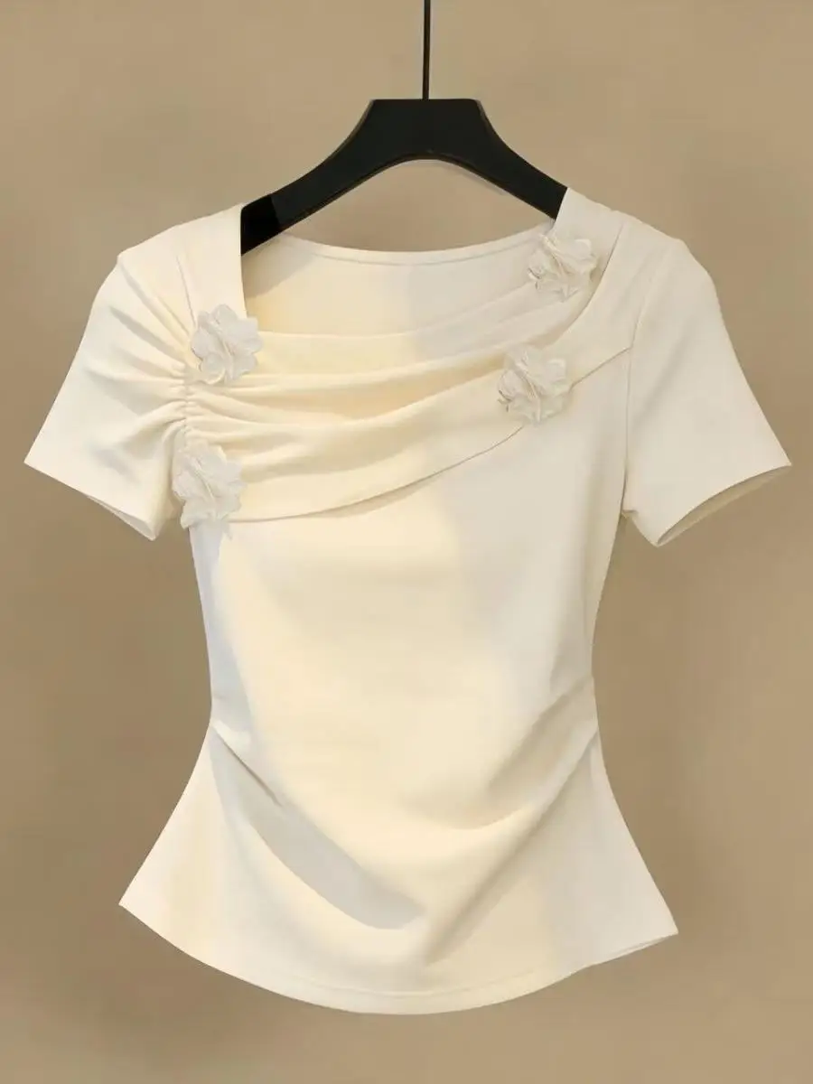conjunto-de-duas-pecas-feminino-de-verao-com-camiseta-plissada-de-manga-curta-e-design-coreano-sensacional-que-modela-o-corpo