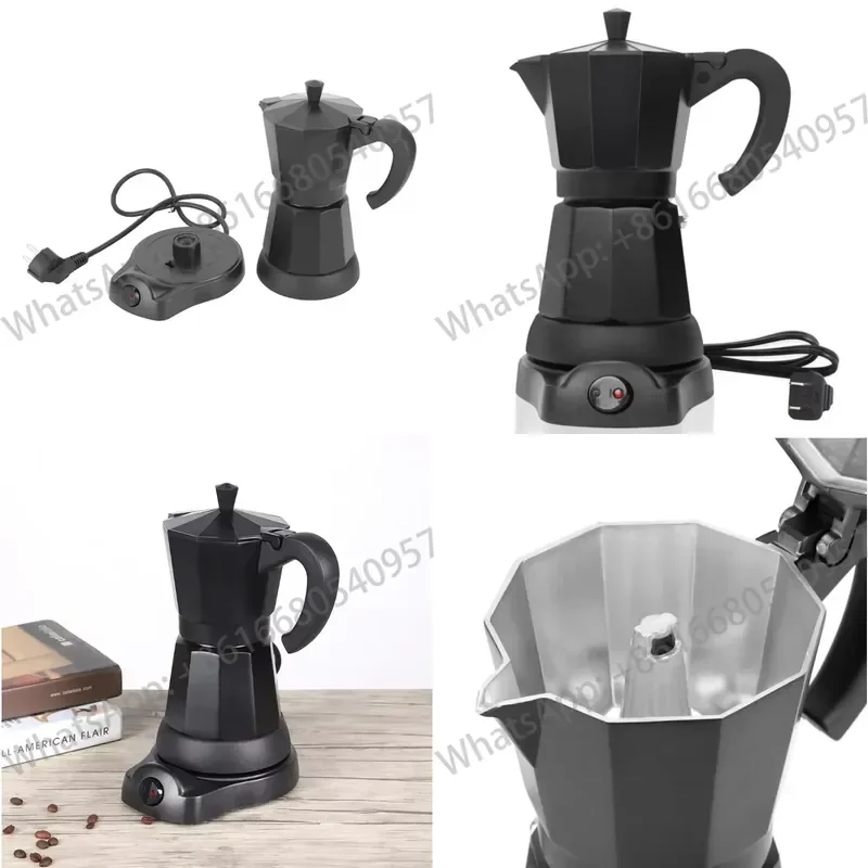 300ml Portable Cafeteras Modernas 6 Cup Espresso Maker Machine Electric Coffee Maker Moka Pot with Detachable Base
