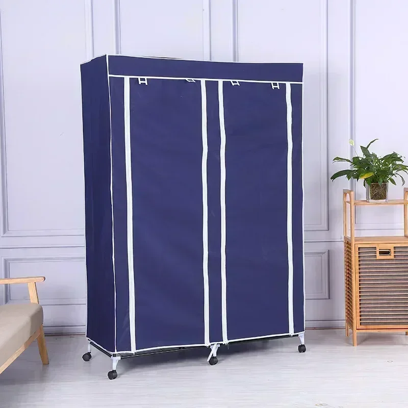 

Stable Non-woven compartment wardrobe household bedroom portable removable storage hanging wardrobe free wheels Durable