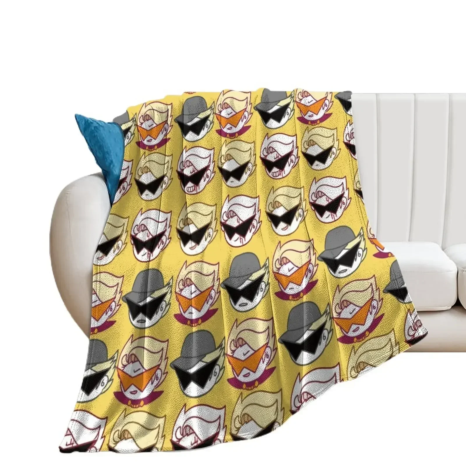 homestuck-dirk strider fabric series-Cute dirks head Throw Blanket Heavy Extra Large Throw Blankets