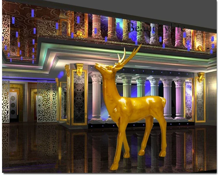 Glass Steel Craftwork Hotel Fortune Deer Decoration Decorative Creative Home Resin Floor Sculpture