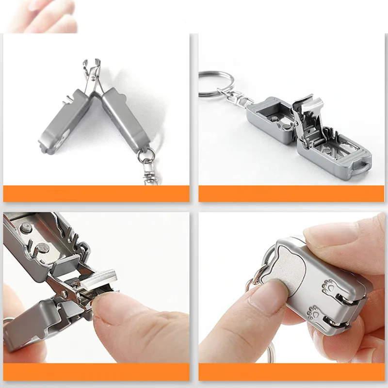 

1pcs Exquisite Suitcase Foldable Nail Clipper Stainless Steel Cat Keychain Rotary Toenail & Fingernail Manicure Trimmer