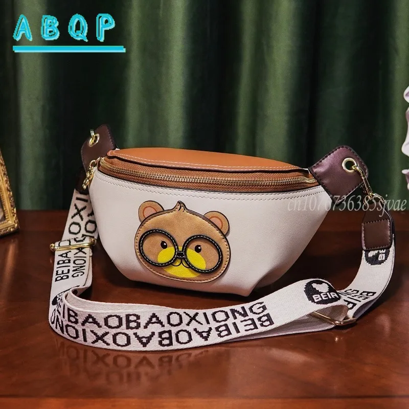 

ABQP New Women's Waist Bag Lightweight Cartoon Women's Messenger Bag Fashionable High Quality Leisure Waist Bag Large Capacity