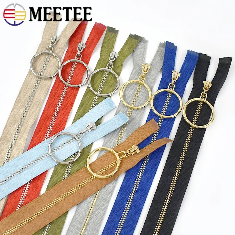 2 Stück Meetee 3 #   Metall-Reißverschlüsse, 40–70 cm, offener Reißverschluss, O-Ring, Schieber, Tasche, Nähen, Reißverschluss, Daunenjacke, Dekoration, Reißverschluss, Schloss-Zubehör