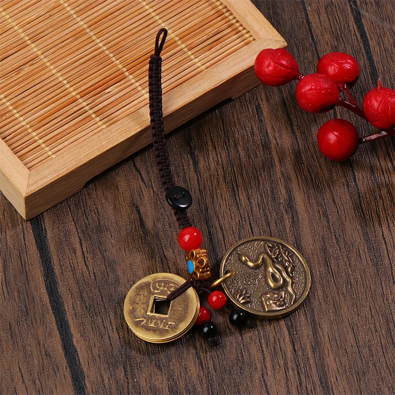 Pure Brass Snake Key Chain Year Of The Snake Zodiac Five Emperors Luck Pendant Car Key Ring Backpack Charms