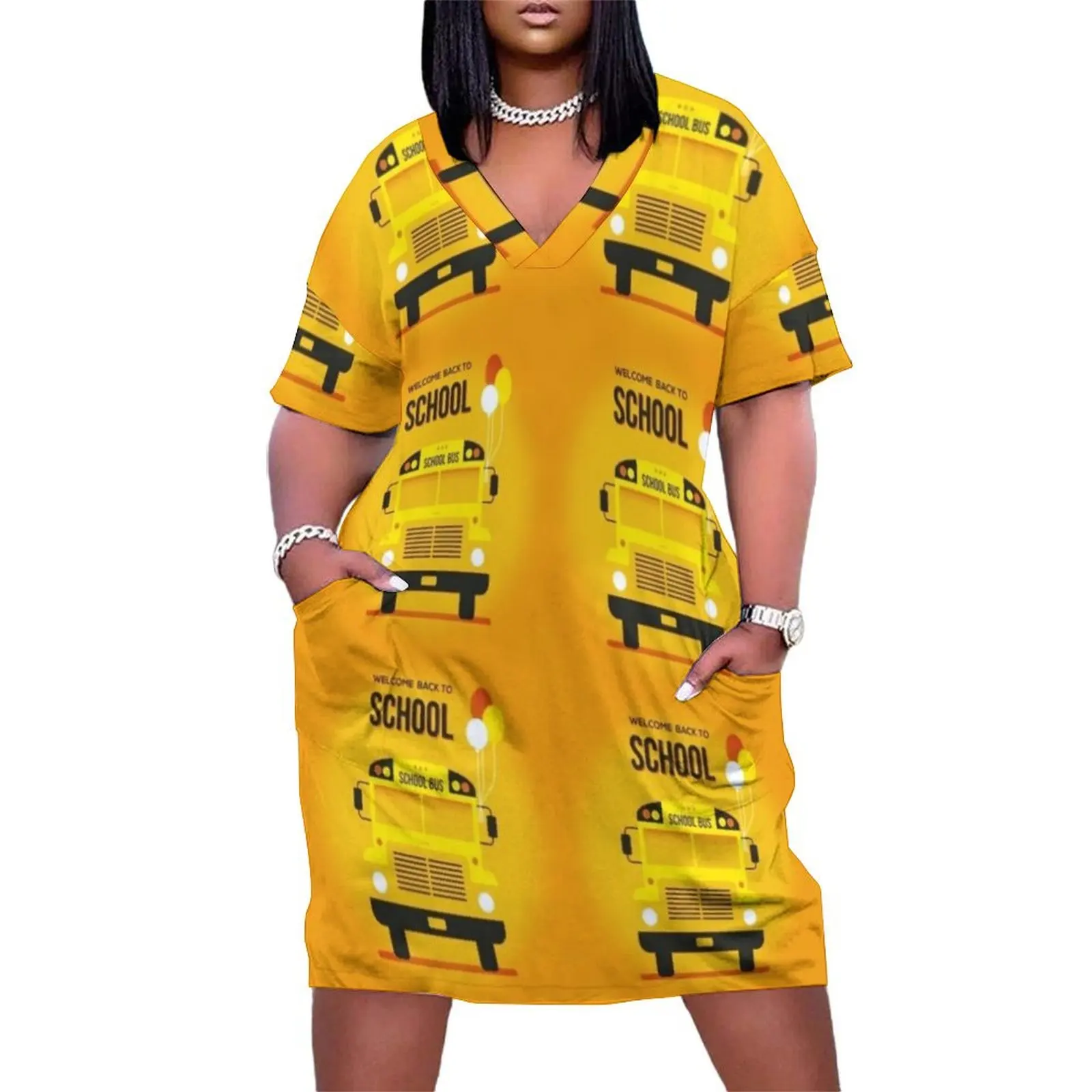 

School bus costume - kids funny costume Loose Pocket Dress Party dresses for women summer dresses ladies 2025 long sleeve dress