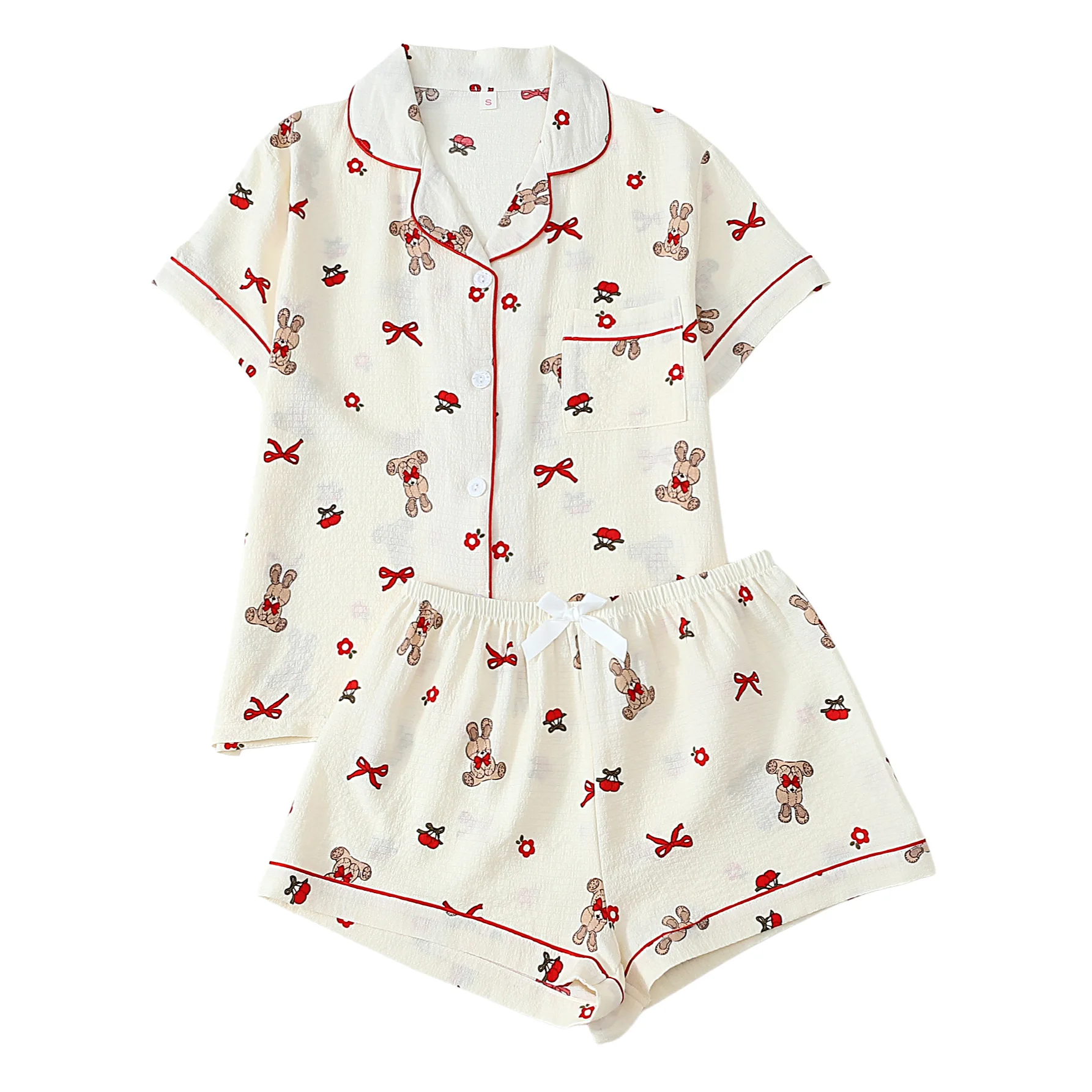 

Комплект женской пижамы: модная домашняя одежда для весны и осени, пижама из футболки и шорт, милая и мягкая.