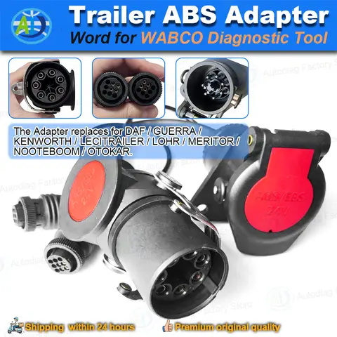 EBS/ABS Diagnostic Adapter for Trailer ISO 7638 Cable For WABCO CAN 24V Heavy Duty Truck 7pin 9pin Diagnostic Connector For WDI