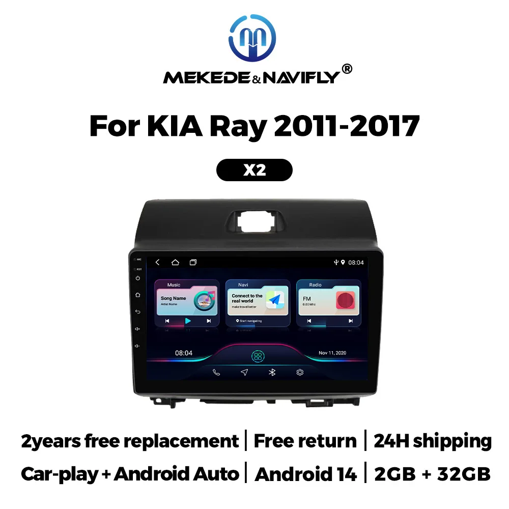 MEKEDE 9inch Android 2Din Car Radio Stereo for KIA Ray 2011-2017 All in one Carplay Android Auto Multimedia Player GPS FM Radio