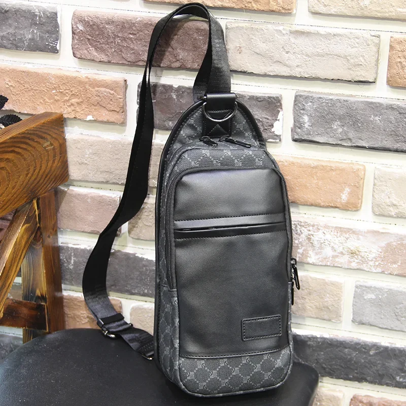 Fashion Grid Chest Bag for Men, Outdoor Leisure Crossbody Sling Bag