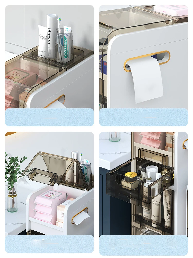 Narrow Slit Ultra-Narrow Slit Storage Drawer Rack 17cm Plastic Storage With Reliable Quality Side Cabinet Toilet Sorting Cabinet